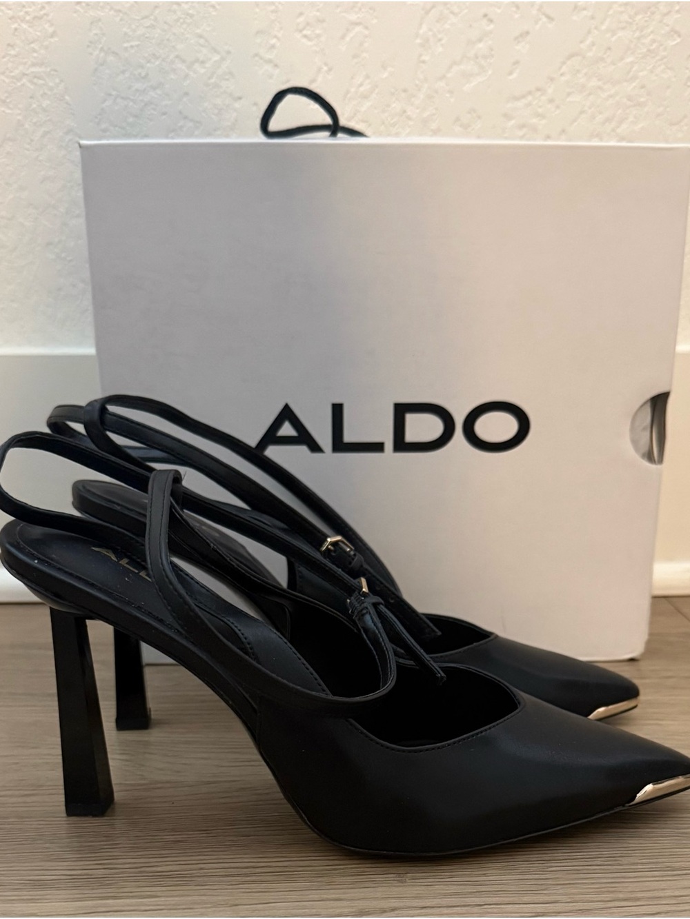 ALDO Isabella Black Stiletto Strappy Pumps – Size 9 – Like New